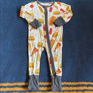 Little Sleepies Hot Dog and Mustard Print Footie